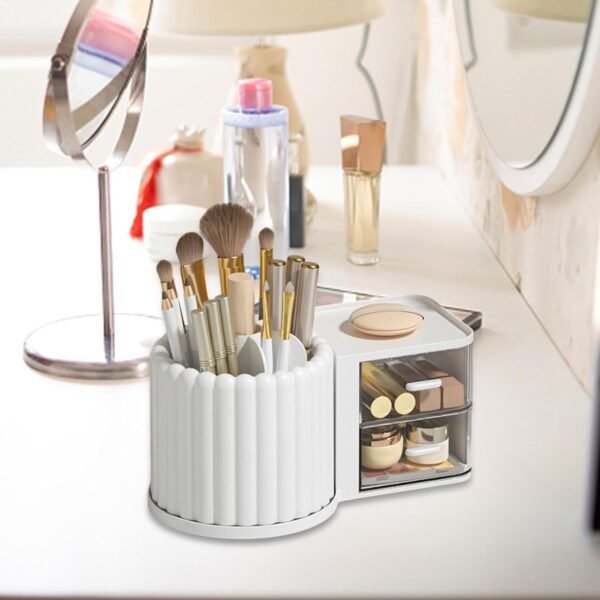 Crobat Rotating Pen Holder 360° Rotatable Multifunctional Desk Organizer Space-Saving Pen Stand for Office Home School White Compact Stationery Holder for Pens Pencils Scissors and Desk Supplies