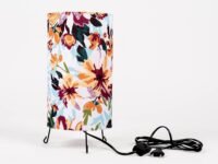 DECOR HOUSE Table Lamps for Home Decoration | Rayon Fabric Shade Table Lamp for Bedroom | Bedside Lamp (Multi Floral Rayon Fabric, 10 Inch)