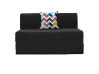 DECOR VILLAGE Sofa Cums Bed for Home | One Seater | Sofa Bed 3X6 Feet, Foldable Sofa Bed for Living Room - Jute Fabric - Black