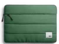 DailyObjects Large Stria Portable Laptop Sleeve |Durable Polyester |Compatible with Laptop/MacBook Air/Pro Upto 15 Inch |Lightweight Water Resistant Fabric |Padded Compartment with Zip Closure- Green