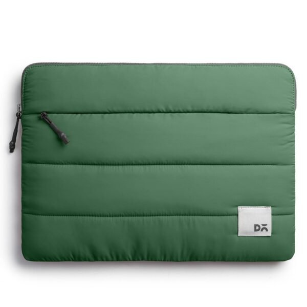 DailyObjects Large Stria Portable Laptop Sleeve |Durable Polyester |Compatible with Laptop/MacBook Air/Pro Upto 15 Inch |Lightweight Water Resistant Fabric |Padded Compartment with Zip Closure- Green