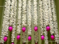 Divyakosh Lotus Wall Hanging for Temple, Stage Decor, Handmade Fabric Floral Decoration for Home, Diwali, Festival 34 inch, Export Quality Multicolor 7 Pcs