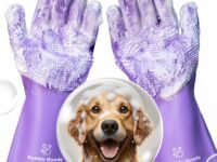 Dog Shampoo Gloves for Bathing – Silicone Dog Washing Gloves with Bristles – Pet Hair Removal Glove for Dogs & Cats – Puppy Essentials – Dog Grooming Supplies & Accessories – Shampoo Brush for Pets