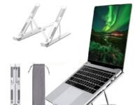 Dyazo 6 Angles Adjustable Aluminum Ergonomic Foldable Portable Tabletop Laptop/Desktop Riser Stand Holder Compatible for MacBook, HP, Dell, Lenovo & All Other Notebook (Silver)