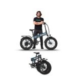 EMotorad Doodle Pro Fat-Tire Foldable Electric Mountain Bike – 250W Rear Hub Motor, 12.75Ah Removable Li-ion Battery, C6+ Display, Front/Rear Lights with Side Indicators (Doodle Pro, Military Blue)