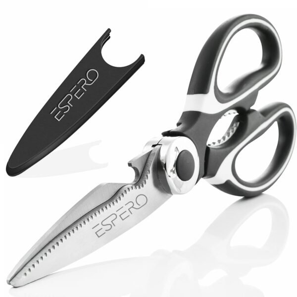 ESPERO Multi Purpose Made In Japan Kitchen Scissors, food scissors,Premium Stainless Steel Solid Kitchen Shears for Meat, Seafood, Chicken, Vegetables, Herbs, BBQ, Bottle Opener (Black)