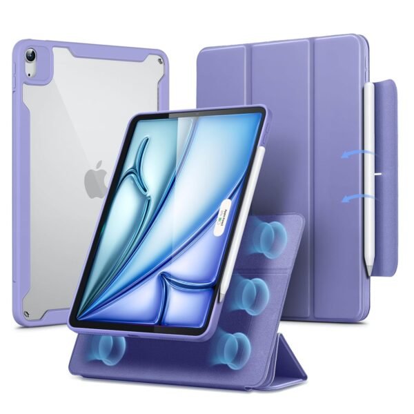ESR for iPad Air 11 Inch Case M3/M2 (2025/2024), iPad Air 5th/4th Gen Case (2022/2020) 10.9 Inch with Pencil Holder, Removable Magnetic Cover, Vertical Stand, Rebound 360 Series, Lavender