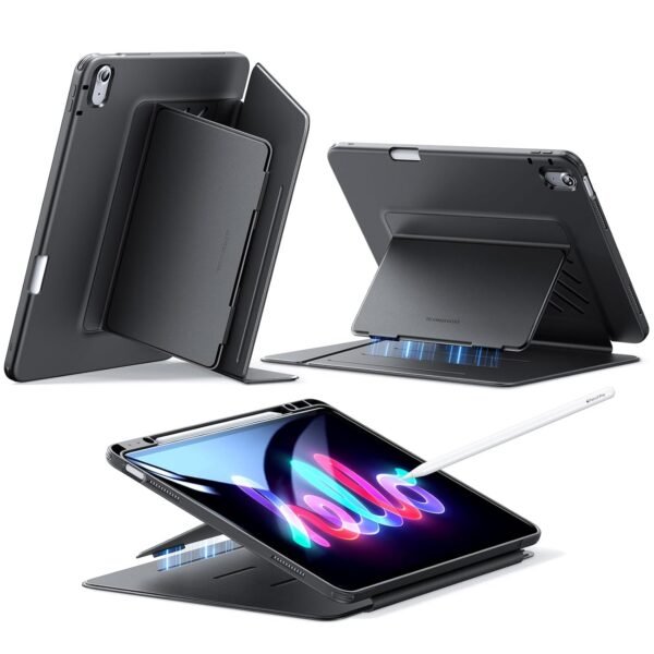 ESR for iPad Air 13 Inch Case M3/M2 (2025/2024), Vertical Stand Cover, Multi Stand Angles, Ultra-Stable Case for iPad Air 13 with Pencil Holder, Flip Series, Black