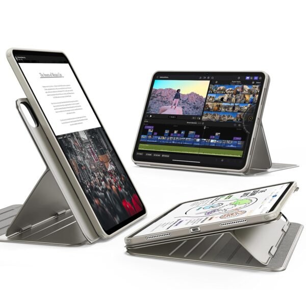 ESR for iPad Pro 11 Inch Case (M5/M4) Cover 2025/2024, Rotating Case with Removable Magnetic Cover, Adjustable Portrait/Landscape Stand, 9 Standing Angles, Shift Series, Shift Series,Titanium