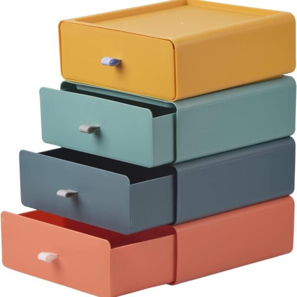 Eono Colourful Storage Box Drawer - Multipurpose Desktop Stackable Organizer For Stationery And Office Supplies (3)