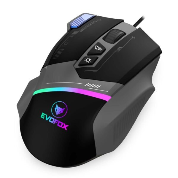 EvoFox Blaze Ultra Value 8 Button Programmable Gaming Mouse with 1000Hz Polling Rate | Gaming Grade DPI 200 to 12800 | Ultra-Responsive 7000fps | RGB Lights with Music sync Mode | Windows Software