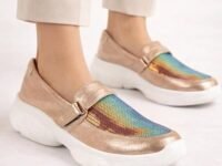 FAUSTO FST 1328 GOLDEN-38 Women's Golden Stylish Slip On Sneakers (5 UK)