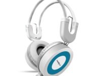 FRONTECH Wired Over-Ear Multimedia Headphones with Mic | 3.5mm Single Audio Jack| Adjustable Headband & Soft Cushions | Compatible with PC, Laptop & Mobile – White & Blue (HF-3452)