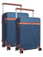 FUR JADEN The Aviator German Polycarbonate Travel Luggage Suitcase with 8 StealthTech Silent Shock Absorbing Wheels, TSA Lock & Aerospace Grade Wide Handle (Cobalt Navy, Set of 2 - Cabin + Medium)