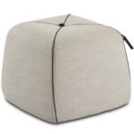 FURNY Suri Pouf in Light Grey Fabric