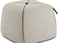 FURNY Suri Pouf in Light Grey Fabric
