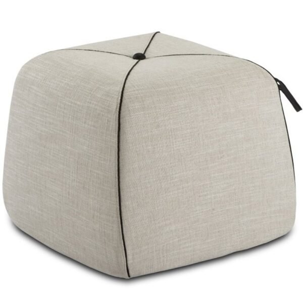 FURNY Suri Pouf in Light Grey Fabric