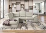 Fabrique Imperial L-Shape Corner 5-Seater Fabric Sofa Set | Adjustable Headrest - Stylish, Luxurious Furniture for Home Office & Living Room | Stainless Steel Legs for Easy Moving - Light Cream (RHS)