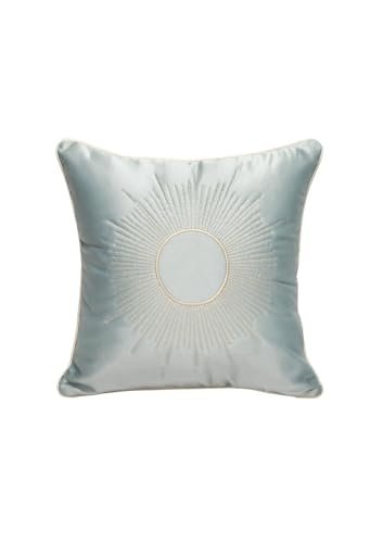 Flannel furnishing Satin Cushion Cover with Golden Embroidery | Luxury Decorative Throw Pillow Cover for Sofa & Bedroom | 16x16 Inch | Festive & Designer Home Décor Cushion Cover (3, Grey)