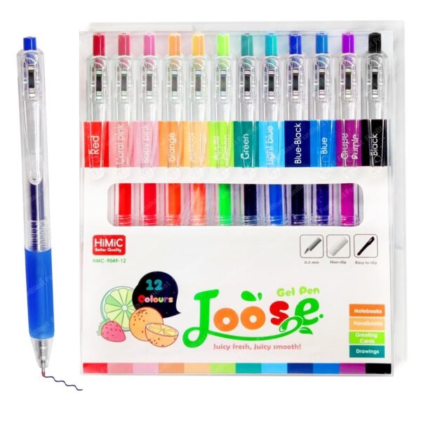 FunBlast Gel Pens for Writing 0.5 mm - Aesthetic Pens, Pack of 12 Pcs Kawaii Gel Pen for Writing, Calligraphy, Journal, Fine Point Smooth Writing Pen for School Office Supplies