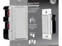 GE, White, Slide Dimmer Rocker Wall Switch, Single Pole, For Dimmable LED, CFL, Incandescent Light, Bulbs, UL Listed, 10464