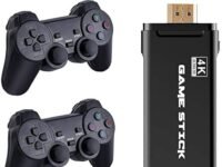GSH USB Wireless Console Game Stick Video Game Console Built-in 3000 Classic Games 8 Bit Mini Retro Controller HDMI Output Dual Player- 4K Ultra HD Game Stick, Black
