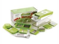Ganesh 14 in 1 Multipurpose Chopper, Fruits & Vegetable Cutters, Grater Peeler Chipser, Unbreakable Food Grade Body, Easy Push to Clean Button Slicer Dicer, Chopper for Kitchen (Green, Plastic)