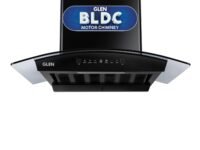 Glen 60 cm 1500 m³/hr BLDC Filterless Thermal Autoclean Kitchen Chimney, Curved Glass |(Hood RICA 60, Aeration technology|Touch & Gesture Control,Black)