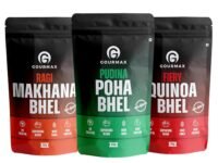 Gourmax High Protein & Fibre Bhel Snacks Pack | Ragi Makhana Bhel 60g & Pudina Poha Bhel 70g & Fiery Quinoa Bhel 80g | Healthy Crunchy Mixture | Pack of 3