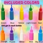 Graphene 10 Rangoli Colour Powder Tube Kit Bottles Easy To Use Rangoli Making Tool Diwali Festive Decor Items for Home Mandir Deepawali Decoration Pooja Floor Art Tool Set (1 Box- 10 Tubes 100gm/Bottle)