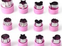 HASTHIP® 12Pcs Cookie Cutter Shapes for Kids, Stainless Steel Fruit Cutter Cookie Cutter Shapes Embossing Mold, Bread Sandwich Cutter for Kitchen, Baking Mold, Pastry Mold (Pink)