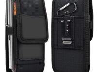 HEAVY DRIVER® Phone Holster for Men Belt Clip Pouch, for iPhone 14, 14 Pro, 13, 13 Pro, 12 Pro, 12, X, XR, Xs, 11 Pro and More, 6.45" Nylon Cell Phone Holster Mobile Card Holder Case (L, Black)