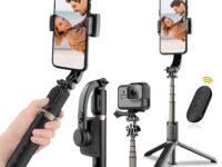 HOLD UP 1-Axis Handheld Gimbal Stabilizer for Smartphone with Extendable Bluetooth Selfie Stick and Tripod, Multifunction Remote 360 Degree Automatic Rotation, for iPhone/Android