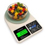HOMEBASIC Digital Kitchen Weighing Scale 10Kg: High-Precision 1g Accuracy | Tare Function, LCD Display, Multi-Unit (g, oz) Portable Weight Machine Food Scale for Cooking Baking Diet (Beige+GRN)