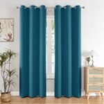 HOMEMONDE Blackout Curtain 7 Feet Set of 2 - Thermal Insulated & Room Privacy Door Curtains, Solid Blue 90% Light Blocking Curtains 84 Inch Long - (213L x 118W CM)