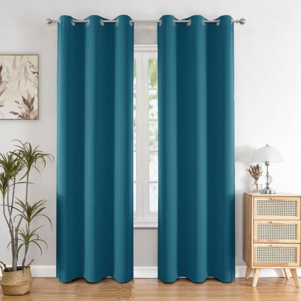 HOMEMONDE Blackout Curtain 7 Feet Set of 2 - Thermal Insulated & Room Privacy Door Curtains, Solid Blue 90% Light Blocking Curtains 84 Inch Long - (213L x 118W CM)