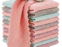 HSR Small Size Kitchen Dish Cleaning Nonstick Oil Coral Velvet Microfiber Wipes Magic Oil Resistant Cleaning Cloth - 15cm x 27cm (Pack of 10)