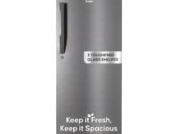 Haier 190L 5 Star Direct Cool Single Door Refrigerator | 3 Toughened Glass Shelves | Fast Ice Making in Just 60 minutes | Large Veg Box| Easy Clean Back (HED-205DS-P, Dazzle Steel)