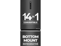 Haier 325 L 3 Star Frost Free Bottom Mount Double Door Refrigerator|Convertible 14-in-1|Jhukna Mat-Bottom Freezer|Digital Display Panel|Triple Inverter|Twist Ice Maker (HEB-333GB-P, Graphite Black)