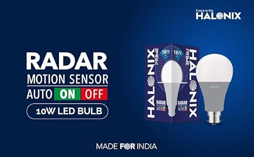 Halonix 10W Motion Sensor Led bulb | Color-6500K White | Auto on- Auto Off light | Motion sensor light | Pack of 1 | b22d