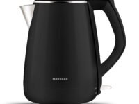 Havells Aqua Plus Electric Kettle 1.2 Litre, 1250 Watt | 304 Stainless Steel Inner Body | Cool Touch Body | Auto Shut-Off |Wider Mouth|2 Years Door Step Warranty by Havells (Black)