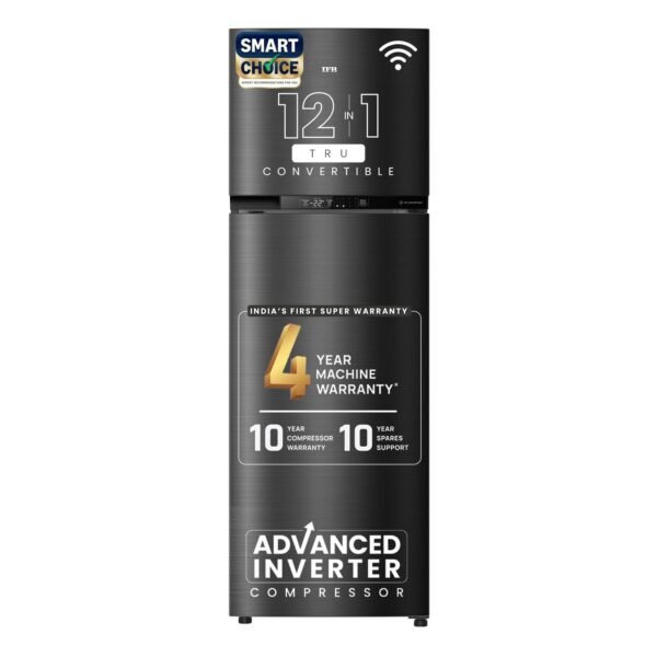 IFB Smart Choice 331L, 3 Star, Tru Convertible 12-in-1, Advanced Inverter Compressor, Frost Free Double Door Refrigerator, WiFi Enabled, 4-Year Machine Warranty (IFBFF-3833DKSETU, Metal Black)
