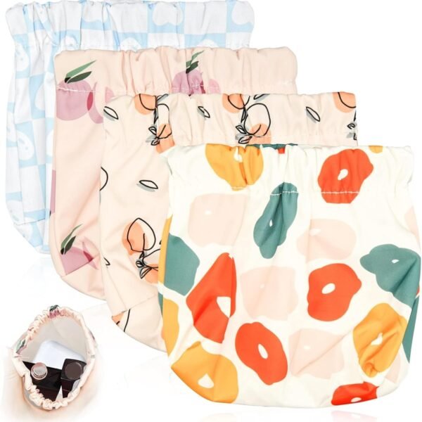 INOVERA (LABEL) 4 Pieces Small Makeup Pouches for Women, Girls - Stylish Portable Travel Cosmetic Pouch - Printed Mini Lipstick Coin Holder Purse (Multicolor)