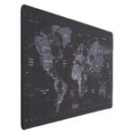 INOVERA World Map Anti-Slip Extended Desk Mat Gaming Rubber Stitched Mouse Pad for Laptop and Computer, 590L x 300B mm (Black, Medium)