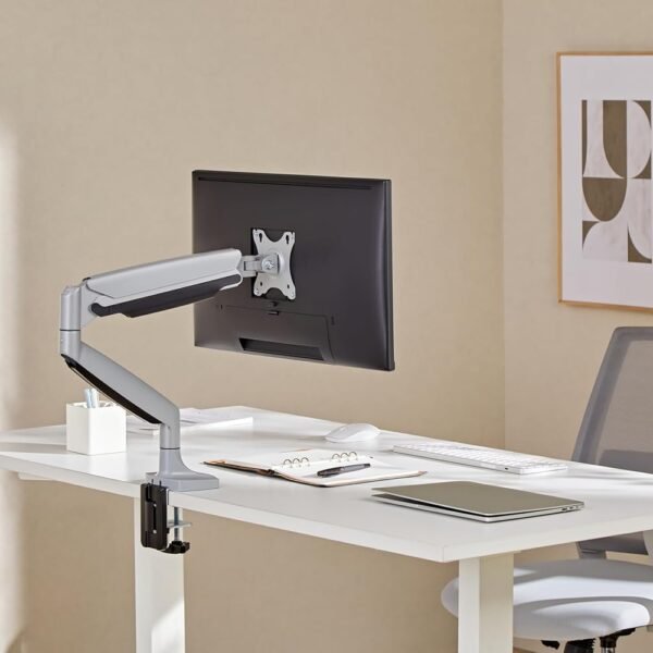 Jin Office Heavy Duty Gas Spring Monitor Stand | 13-45" Monitor Support | Height Adjustable | VESA Compliant Upto 100 * 100mm | 1 Year Warranty | Metallic Finish | 15KG Weight Capacity