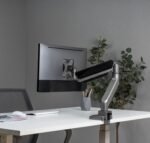 Jin Office Premium Heavy Duty Gas Spring Monitor Stand | 13-46" Monitor Support | Height Adjustable | VESA Compliant Upto 100 * 100mm | 1 Year Warranty | Metallic Finish | 18KG Weight Capacity