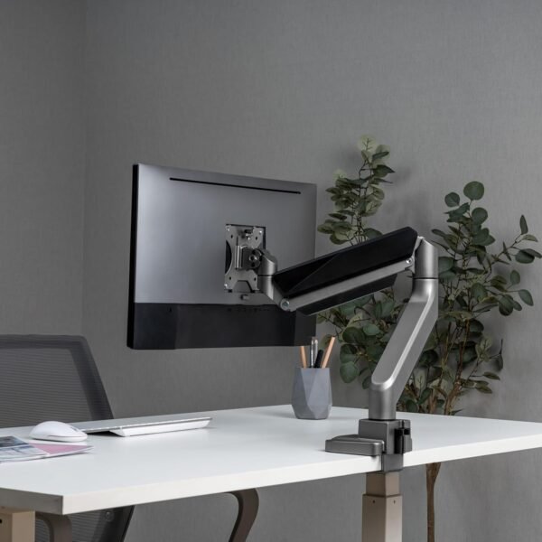 Jin Office Premium Heavy Duty Gas Spring Monitor Stand | 13-46" Monitor Support | Height Adjustable | VESA Compliant Upto 100 * 100mm | 1 Year Warranty | Metallic Finish | 18KG Weight Capacity