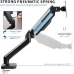 Jin Office Single Monitor Gas Spring Arm | Supports 13-32" Screen| 10KG Weight Capacity| Height Adjustable Desk Mount| Monitor Stand with Gas Spring Adjustment (Black)