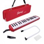 Juarez 37 Key Melodica JMLD37RD Musical Instrument Soprano Air Piano Keyboard Pianica with Carrying Bag, 1 Soft Long Tube, 1 Mouthpiece, Wipe Cloth, Red