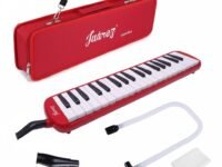 Juarez 37 Key Melodica JMLD37RD Musical Instrument Soprano Air Piano Keyboard Pianica with Carrying Bag, 1 Soft Long Tube, 1 Mouthpiece, Wipe Cloth, Red